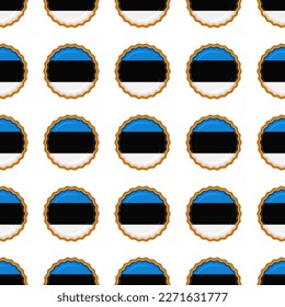 Pattern cookie with flag country Estonia in tasty biscuit, pattern cookie consist of flag country Estonia on natural biscuit, fresh biscuit cookie with flag country Estonia it new pattern sweet food