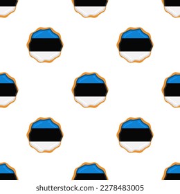 Pattern cookie with flag country Estonia in tasty biscuit, pattern cookie consist of flag country Estonia on natural biscuit, fresh biscuit cookie with flag country Estonia it new pattern sweet food