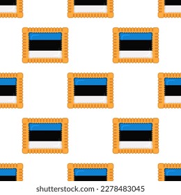 Galleta de patrón con el país de la bandera Estonia en una galleta sabrosa, galleta patrón consisten en el país de la bandera Estonia en galleta natural, galleta fresca de galleta con el país de la bandera Estonia nuevo patrón comida dulce
