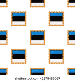 Galleta de patrón con el país de la bandera Estonia en una galleta sabrosa, galleta patrón consisten en el país de la bandera Estonia en galleta natural, galleta fresca de galleta con el país de la bandera Estonia nuevo patrón comida dulce