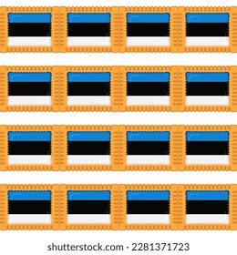 Pattern cookie with flag country Estonia in tasty biscuit, pattern cookie consist of flag country Estonia on natural biscuit, fresh biscuit cookie with flag country Estonia it new pattern sweet food