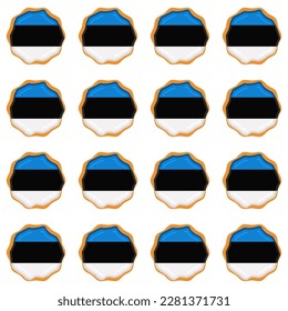 Pattern cookie with flag country Estonia in tasty biscuit, pattern cookie consist of flag country Estonia on natural biscuit, fresh biscuit cookie with flag country Estonia it new pattern sweet food