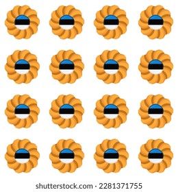 Pattern cookie with flag country Estonia in tasty biscuit, pattern cookie consist of flag country Estonia on natural biscuit, fresh biscuit cookie with flag country Estonia it new pattern sweet food