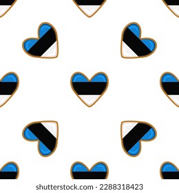 Pattern cookie with flag country Estonia in tasty biscuit, pattern cookie consist of flag country Estonia on natural biscuit, fresh biscuit cookie with flag country Estonia it new pattern sweet food