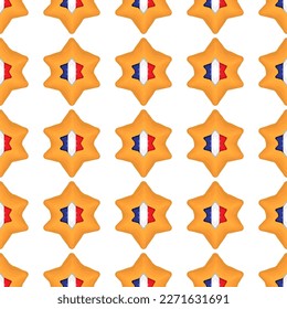 Pattern cookie with flag country France in tasty biscuit, pattern cookie consist of flag country France on natural biscuit, fresh biscuit cookie with flag country France it creative pattern sweet food