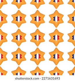 Pattern cookie with flag country France in tasty biscuit, pattern cookie consist of flag country France on natural biscuit, fresh biscuit cookie with flag country France it creative pattern sweet food