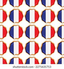 Pattern cookie with flag country France in tasty biscuit, pattern cookie consist of flag country France on natural biscuit, fresh biscuit cookie with flag country France it creative pattern sweet food