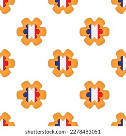 Pattern cookie with flag country France in tasty biscuit, pattern cookie consist of flag country France on natural biscuit, fresh biscuit cookie with flag country France it creative pattern sweet food