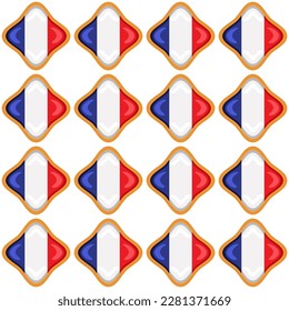 Pattern cookie with flag country France in tasty biscuit, pattern cookie consist of flag country France on natural biscuit, fresh biscuit cookie with flag country France it creative pattern sweet food