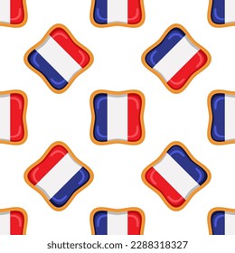 Pattern cookie with flag country France in tasty biscuit, pattern cookie consist of flag country France on natural biscuit, fresh biscuit cookie with flag country France it creative pattern sweet food