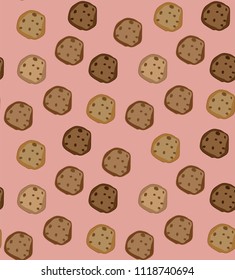 Pattern with cookies on the pink background