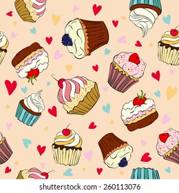 Pattern for cooking. Cakes vector graphics.