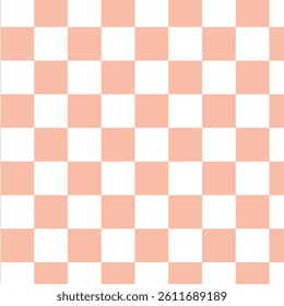 The pattern is a coral and white checkered pattern, resembling a grid of alternating colored squares.