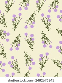 A pattern of cornflowers on a light yellow background.