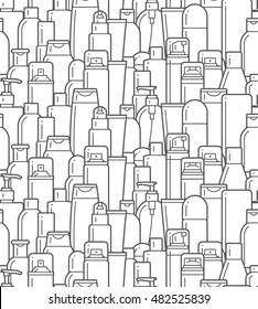 pattern of cosmetic bottles on a white background. Cosmetic collection for cream, soups, foams, shampoo. vector illustration.