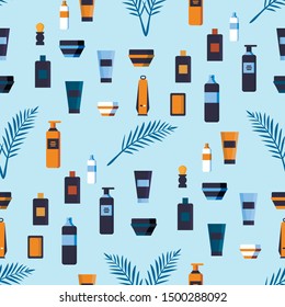 Pattern Cosmetic Products Personal Care, Health. Individual Tool for Safe Hair and Face Care. Universal Ones that Useful Everyone Mask Lotion Cream Soap Conditioner Liquid Gel Seamles.