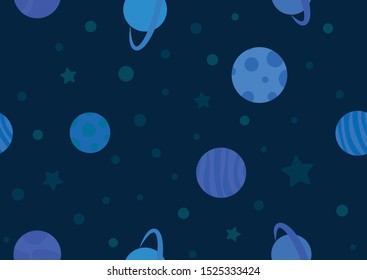 Pattern cosmic sky with stars and planets blue