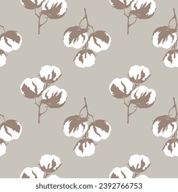 Rama de flores de algodón de patrón, para papel pintado, fondo de página web, texturas superficiales, textiles. Ilustración del vector