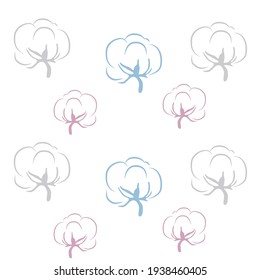 Pattern with cotton flowers. This pattern can be used for branded bags, interior decoration, packaging design and all promotional items.