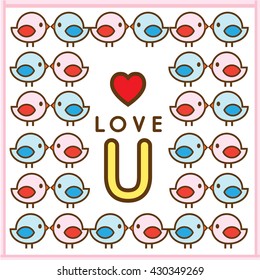 Pattern Couple Bird Love U