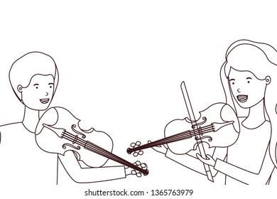 pattern of couple with musical instruments