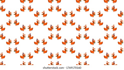 Pattern with couples of foxes. Gift design. Cartoon style. Vector illustration.