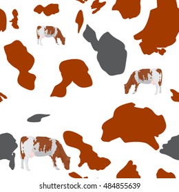 The pattern of cow skin and cow. Seamless pattern of cow skin
