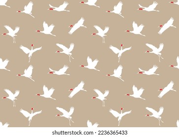Muster Kranvögel exotische schöne, handgezeichnet Schöner, farbiger, nahtloser Hintergrund, Vektorgrafik