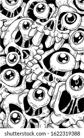 PATTERN CRAZY SKULL VECTOR ART DRAWING STYLE DESIGN