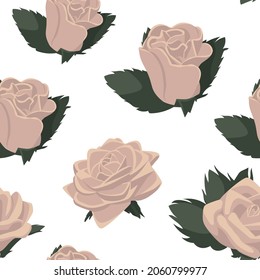 A pattern of cream roses. Design for fabrics, covers, packaging, holiday package.