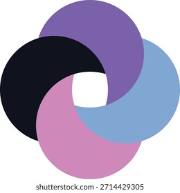 Patrón creado a partir de medias lunas negras, gris-azul, púrpura neón y rosa sobre un fondo transparente