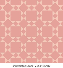 Pattern created from blush pink squares and diamonds against a pale blush pink background