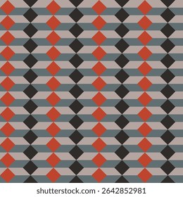 Pattern created by orange, black and grey diamonds