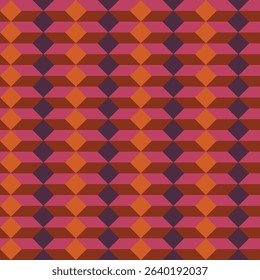 Pattern created by pink, brown, orange and deep purple diamonds