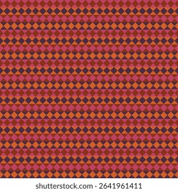 Pattern created by pink, orange, brown and purple diamonds