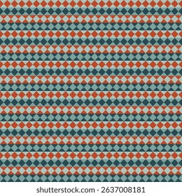 Pattern created by shades of teal and orange diamonds