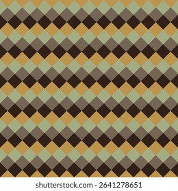 Pattern created from gold, sage green, taupe and brown diamonds 