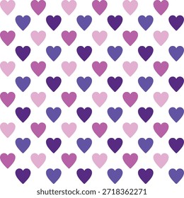Padrão criado a partir de neon corações rosa e roxo em um fundo transparente