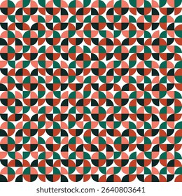 Pattern created from peach, green, orange and black quarter circles