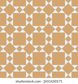 Pattern created from sand coloured squares and diamonds against a white background