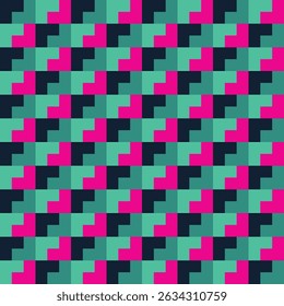 Patrón creado a partir de tonos de verde azulado, rosa y carbón L Formas