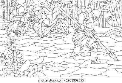 Pattern for creating stained glass in the Tiffany technique for picture.