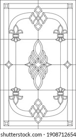 Pattern for creating stained glass in the Tiffany technique for window.