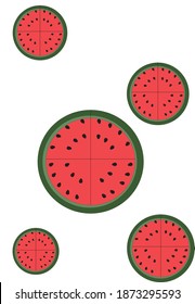 
Pattern With Cricle Watermelons On The White Background.