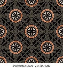 Pattern with crochet granny square with flowers wallpaper handmade decorative art design print