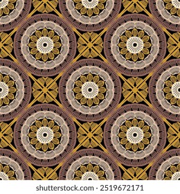 Pattern with crochet granny square with flowers wallpaper handmade decorative art design print