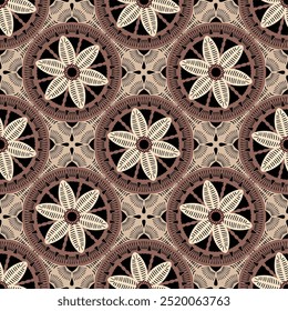 Pattern with crochet granny square with flowers wallpaper handmade decorative art design print
