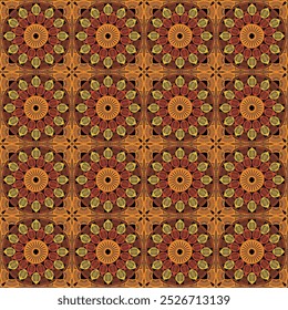 Pattern with crochet granny square with flowers wallpaper handmade decorative art design print	
