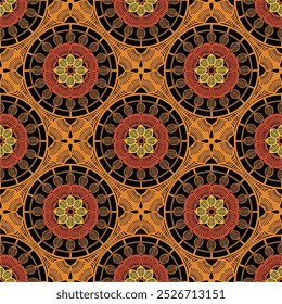 Pattern with crochet granny square with flowers wallpaper handmade decorative art design print	
