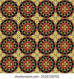 Pattern with crochet granny square with flowers wallpaper handmade decorative art design print	
